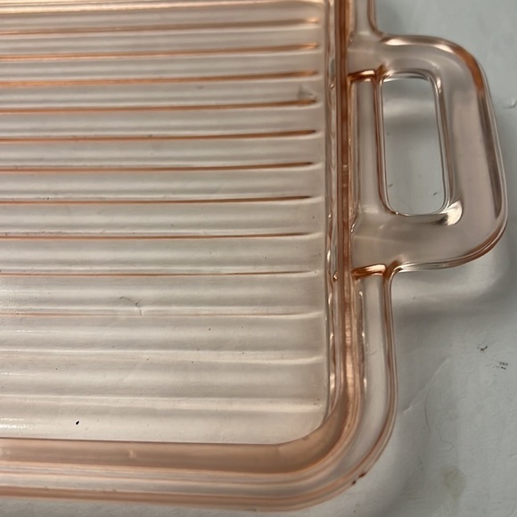 Vintage Pink Depression Glass MCM Tray with Handles - Picture 2 of 6